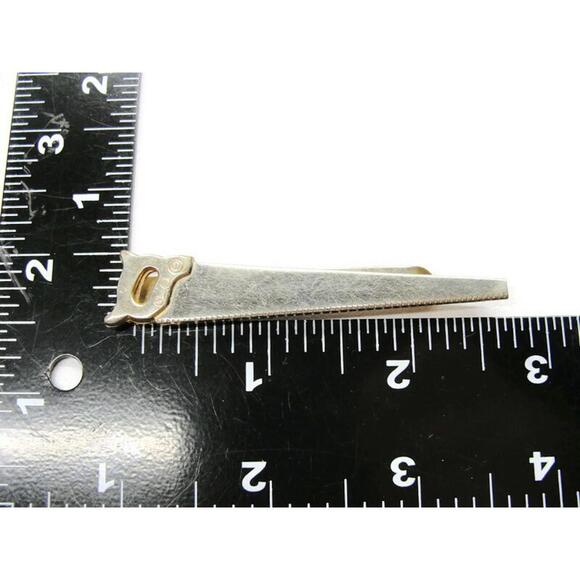 2 3/4" Hand Saw Silver Tone & Gold Tone Vintage Neck Tie Bar / Clip - Picture 11 of 13